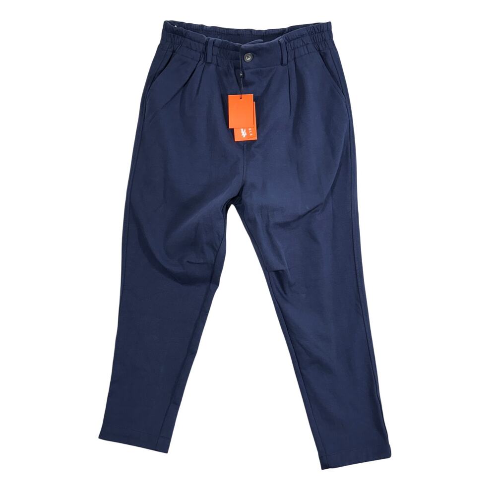 YoungLA Navy Blue Cafe Trousers Tapered Jogger Hybrid Pants Relaxed Fit Size 32R